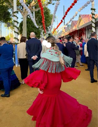 Vestido Flamenca Rojo Hecho a Mano