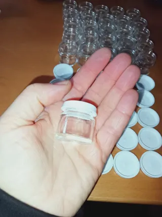 20 Mini barattolini vetro Transparente con coperch