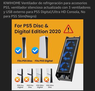 Ventilador Refrigeración PS5 KIWIHOME Negro
