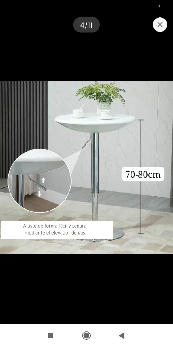 Mesa alta cocina elevable redonda