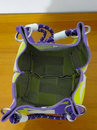 Bolso cubo nylon morado y amarillo