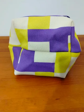 Bolso cubo nylon morado y amarillo