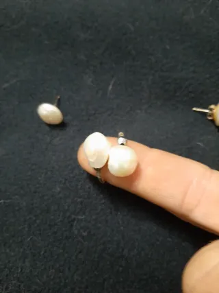 Anillo y pendientes perlas naturales