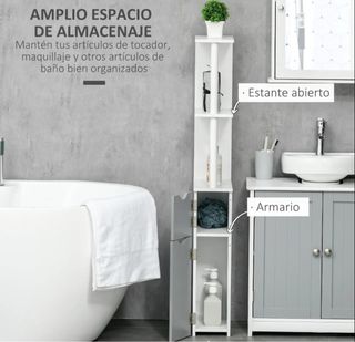 Mueble alto de baño gris y blanco