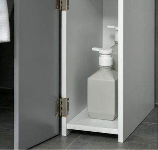 Mueble alto de baño gris y blanco