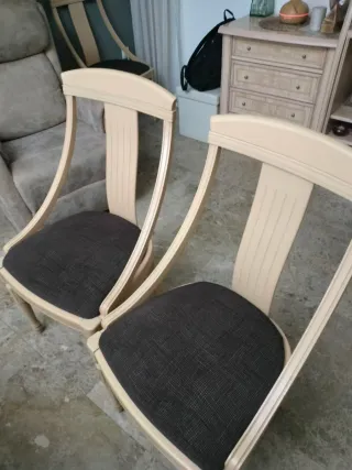Set 4 Sillas Comedor Madera Tapizadas