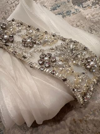 Fajín Cinturon Novia Bridenformal Plata y Blanco