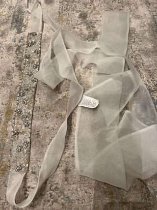 Fajín Cinturon Novia Bridenformal Plata y Blanco