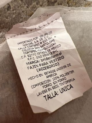 Fajín Cinturon Novia Bridenformal Plata y Blanco