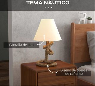 Lámpara de mesa con base de cuerda