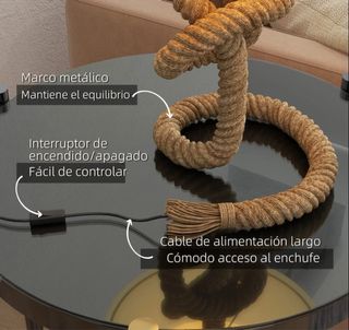 Lámpara de mesa con base de cuerda