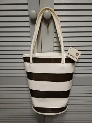 Bolsa de playa PERTEGAZ rayas blanco y negro