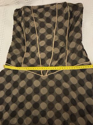 Vestido de fiesta lunares beige y marrón