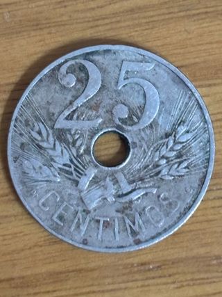 Moneda 25 Céntimos con Agujero