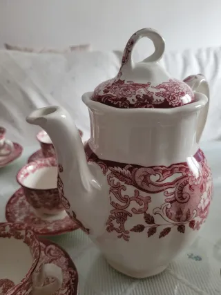 Juego de café Cartuja rojo y blanco