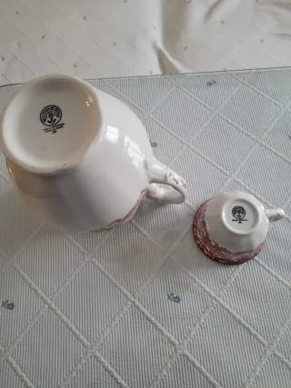 Juego de café Cartuja rojo y blanco