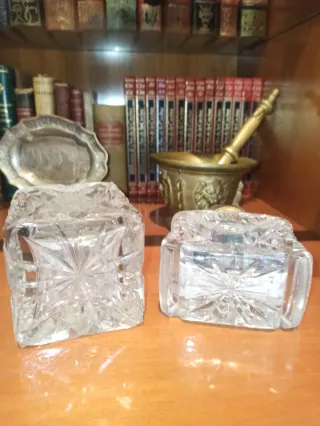 Antiguos frascos perfume cristal facetado