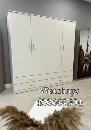 Armario 4 puertas 4 cajones blanco