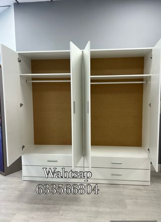 Armario 4 puertas 4 cajones blanco