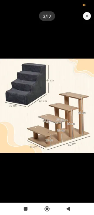 Escalera para mascotas gris