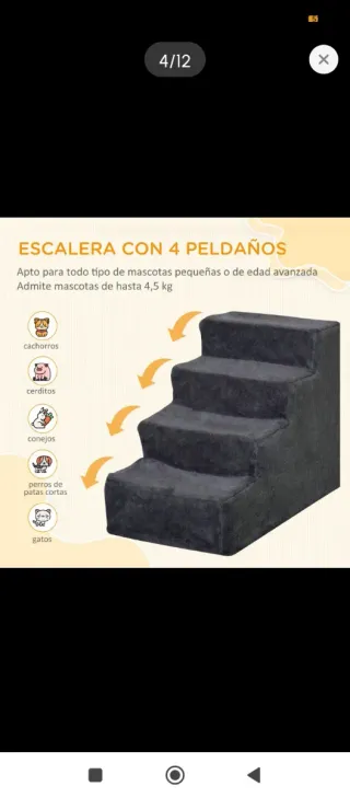 Escalera para mascotas gris