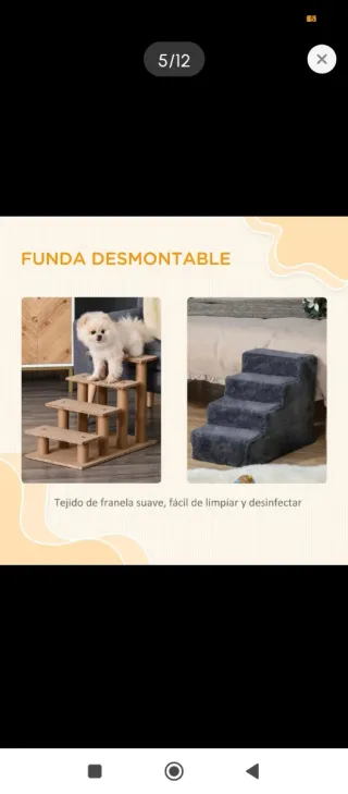 Escalera para mascotas gris