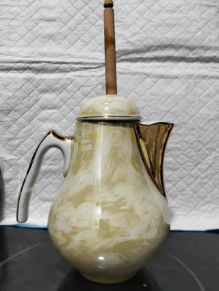 Jarra Vintage Pintura Pareja Oro