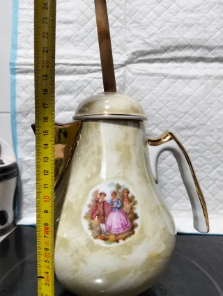 Jarra Vintage Pintura Pareja Oro