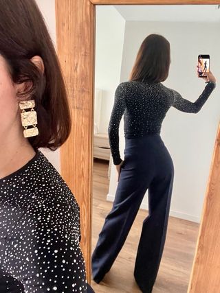 Camiseta Zara con pedrería Talla XS