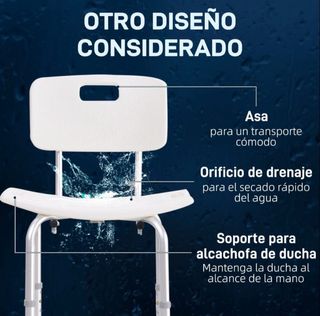 Silla de ducha plateada y blanca