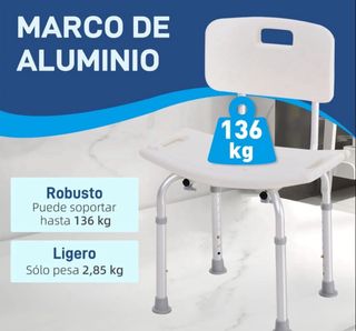 Silla de ducha plateada y blanca