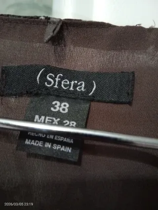 Vestido Seda Marrón y Blanco Talla 38