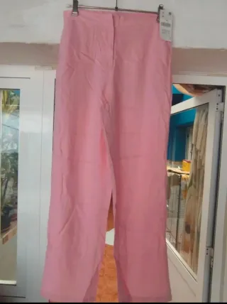Pantalón recto rosa talla M