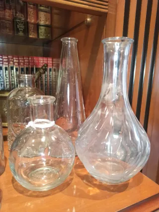 Colección 10 frascos cristal antiguos y vintage