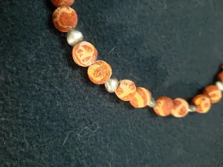 Collar de coral naranja y plata