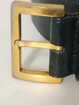 Cintura vintage pelle nera Cerruti fibbia oro