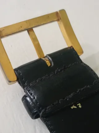 Cintura vintage pelle nera Cerruti fibbia oro