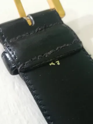 Cintura vintage pelle nera Cerruti fibbia oro
