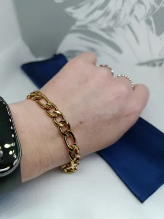 Pulsera Figaro Acero Inoxidable Dorada
