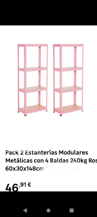 Pack 2 Estanterías Metálicas Rosas