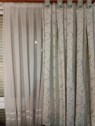 Cortinas Doble Efecto Beige y Blanco