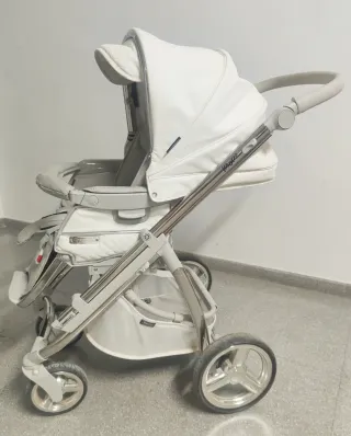 Cochecito Bebecar Minipop Duo Blanco Ecopiel