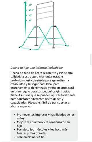 Barra de Gimnasia Artistica para Niñas