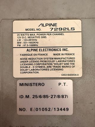 Radio Coche Alpine 7292LS Old School
