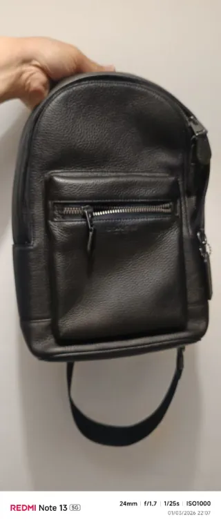 Mochila Coach Negra Piel