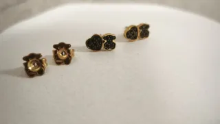 Pendientes Tous Corazón y Oso Negro Dorado