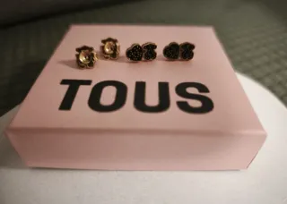 Pendientes Tous Corazón y Oso Negro Dorado