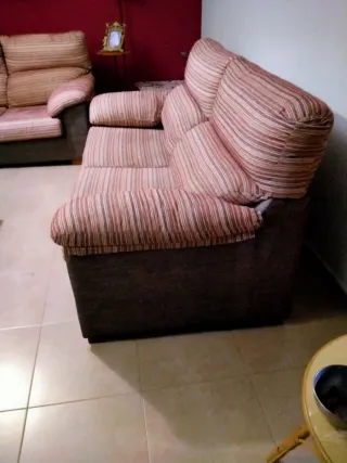 Sofá de tela gris y rojo,conjunto 3 y 2 plazas