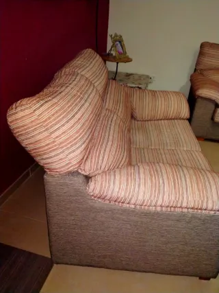 Sofá de tela gris y rojo,conjunto 3 y 2 plazas