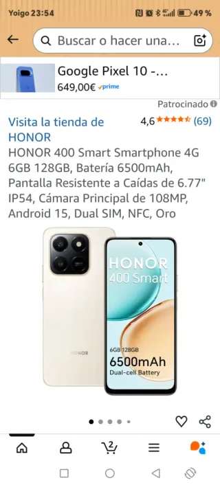 Honor 400 Smart 128GB Oro